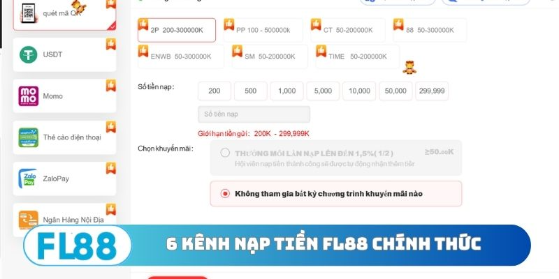Danh sách 6 kênh nạp tiền FL88 chính thức