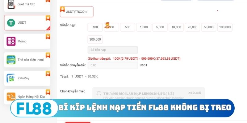 Bí kíp lệnh nạp tiền FL88 không bị treo