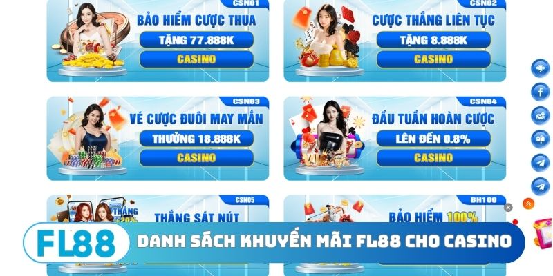Danh sách khuyến mãi FL88 cho casino