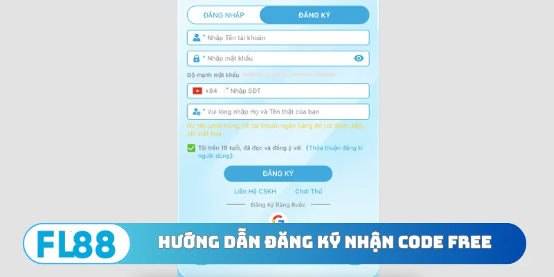 Hướng dẫn đăng ký nhận code free