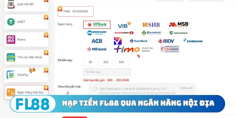 Nạp tiền FL88 qua ngân hàng nội địa an toàn